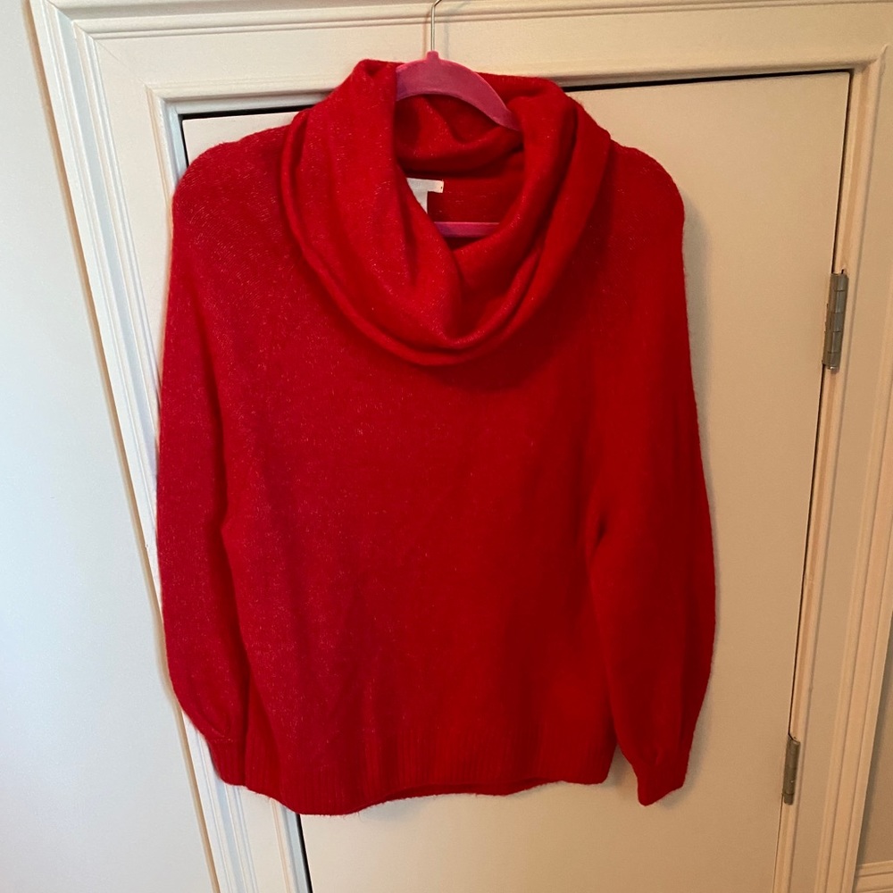 Red oversized cowl neck sweater. Never Worn!
